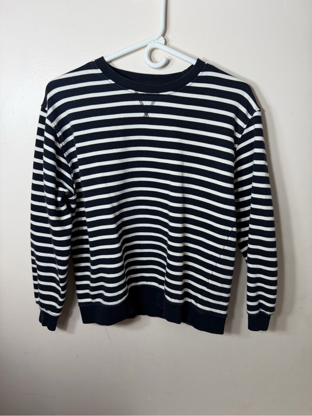 Zara Black & White Striped Pullover Sweatshirt